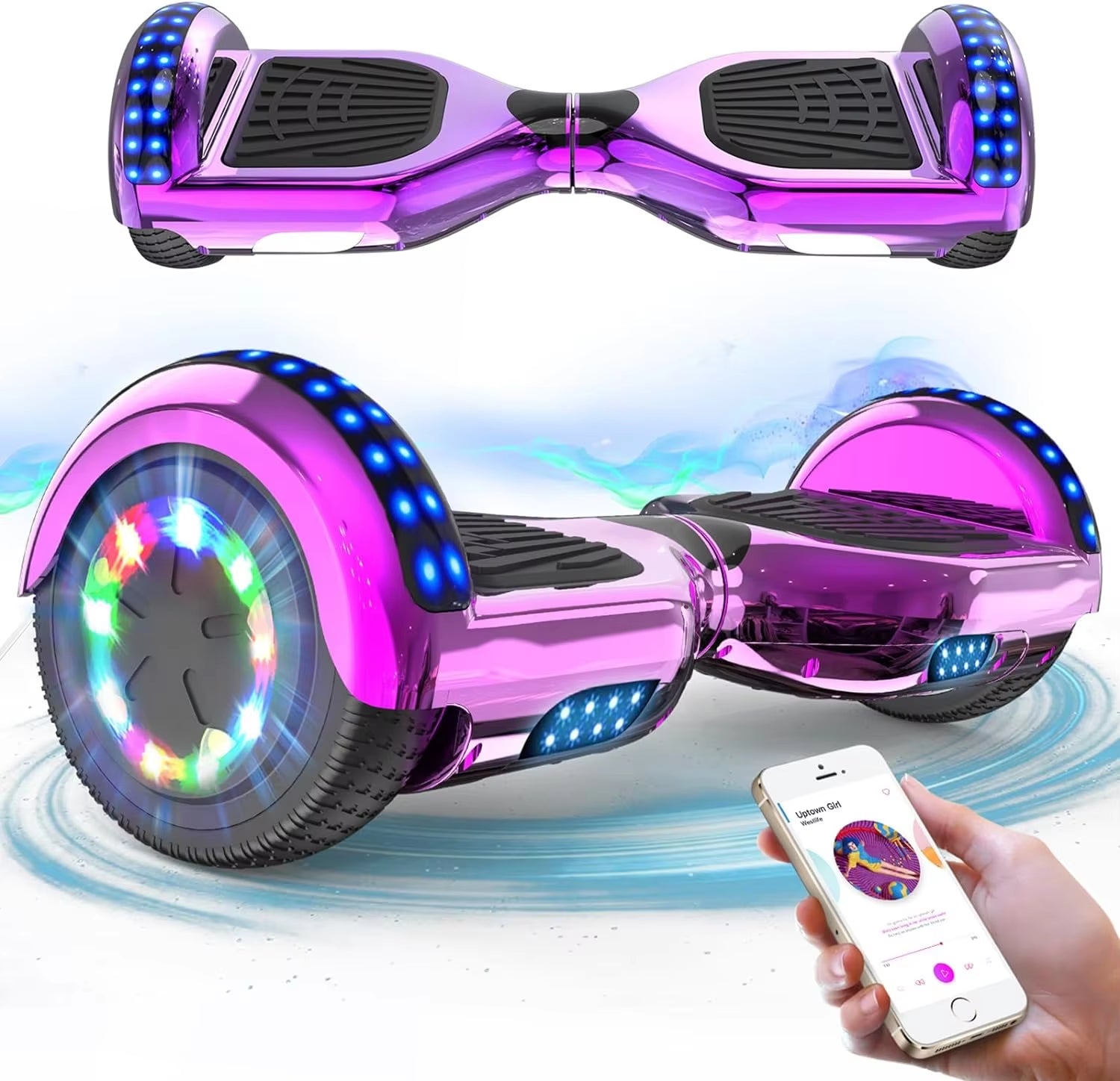 Hoverboards for Kids and Adults 6.5 Inch, Segways with Bluetooth - Speaker - Colorful LED Lights, Hover Board Gift for Kids