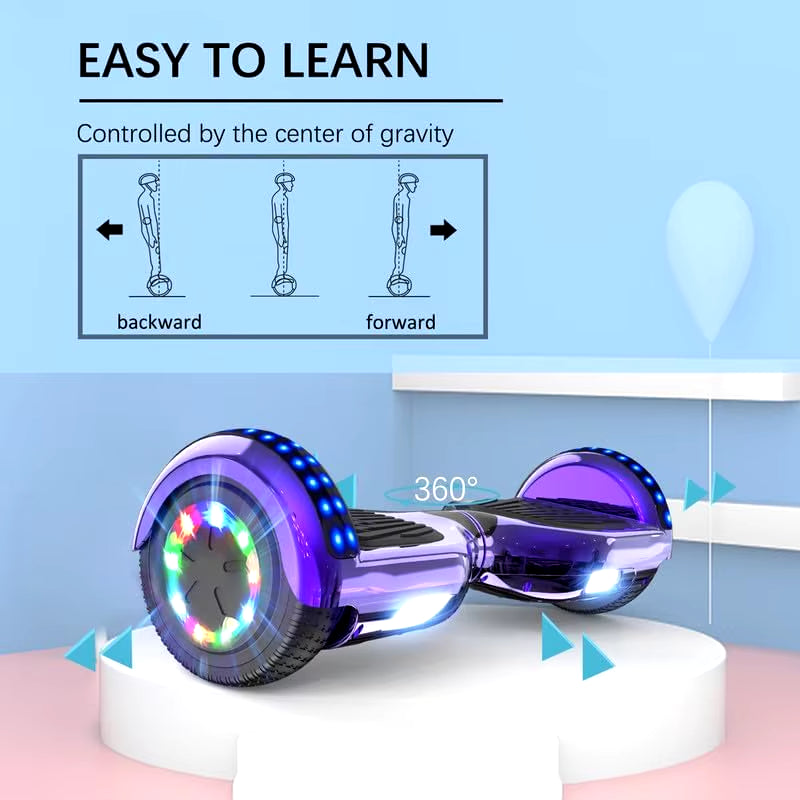 Hoverboards for Kids and Adults 6.5 Inch, Segways with Bluetooth - Speaker - Colorful LED Lights, Hover Board Gift for Kids