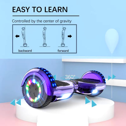 Hoverboards for Kids and Adults 6.5 Inch, Segways with Bluetooth - Speaker - Colorful LED Lights, Hover Board Gift for Kids